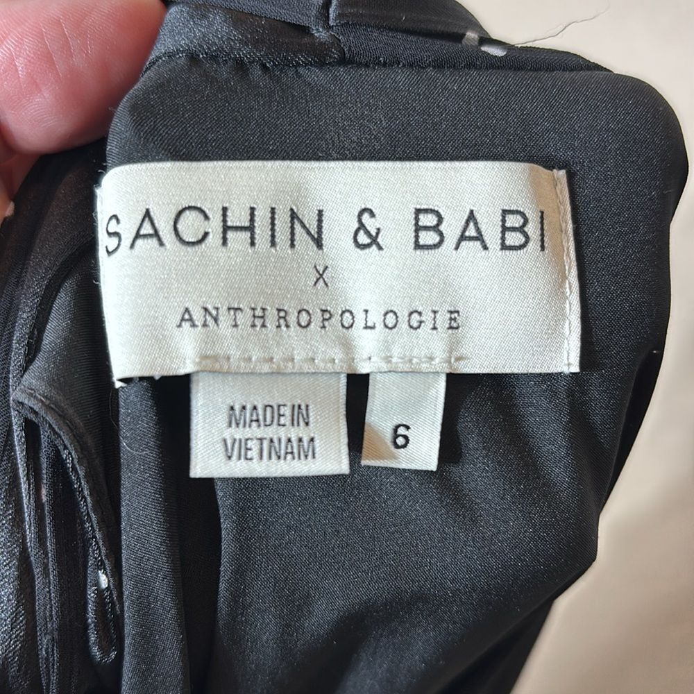 Sachin & Babi Anthropologie women’s 6 polka dot stripe halter midi dress FLAW - Picture 9 of 11